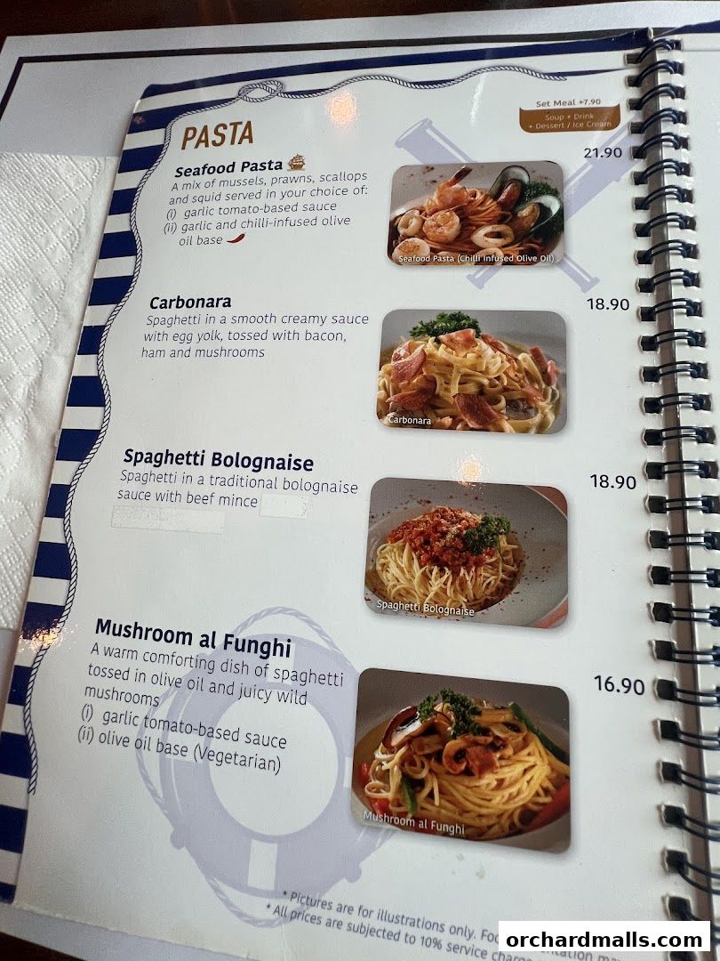 Menu page for The Ship Restaurant  Shaw Centre