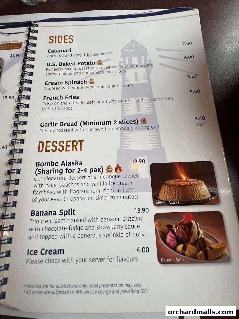 Menu page for The Ship Restaurant  Shaw Centre