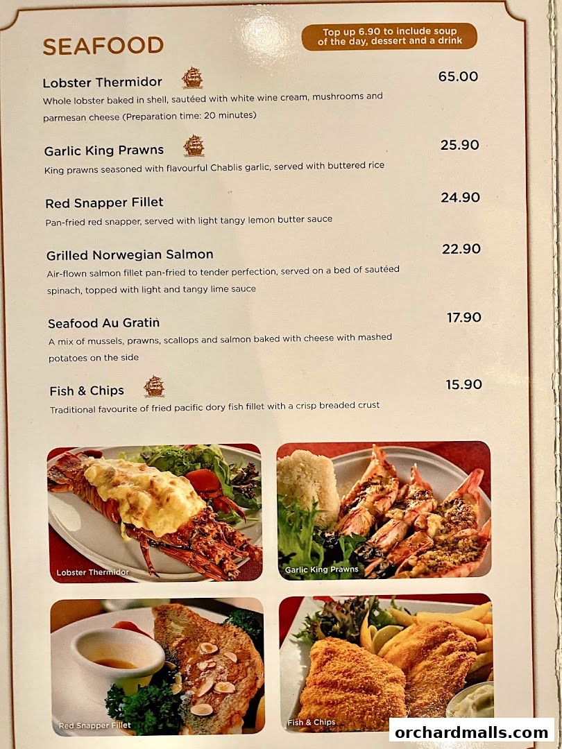 Menu page for The Ship Restaurant  Shaw Centre