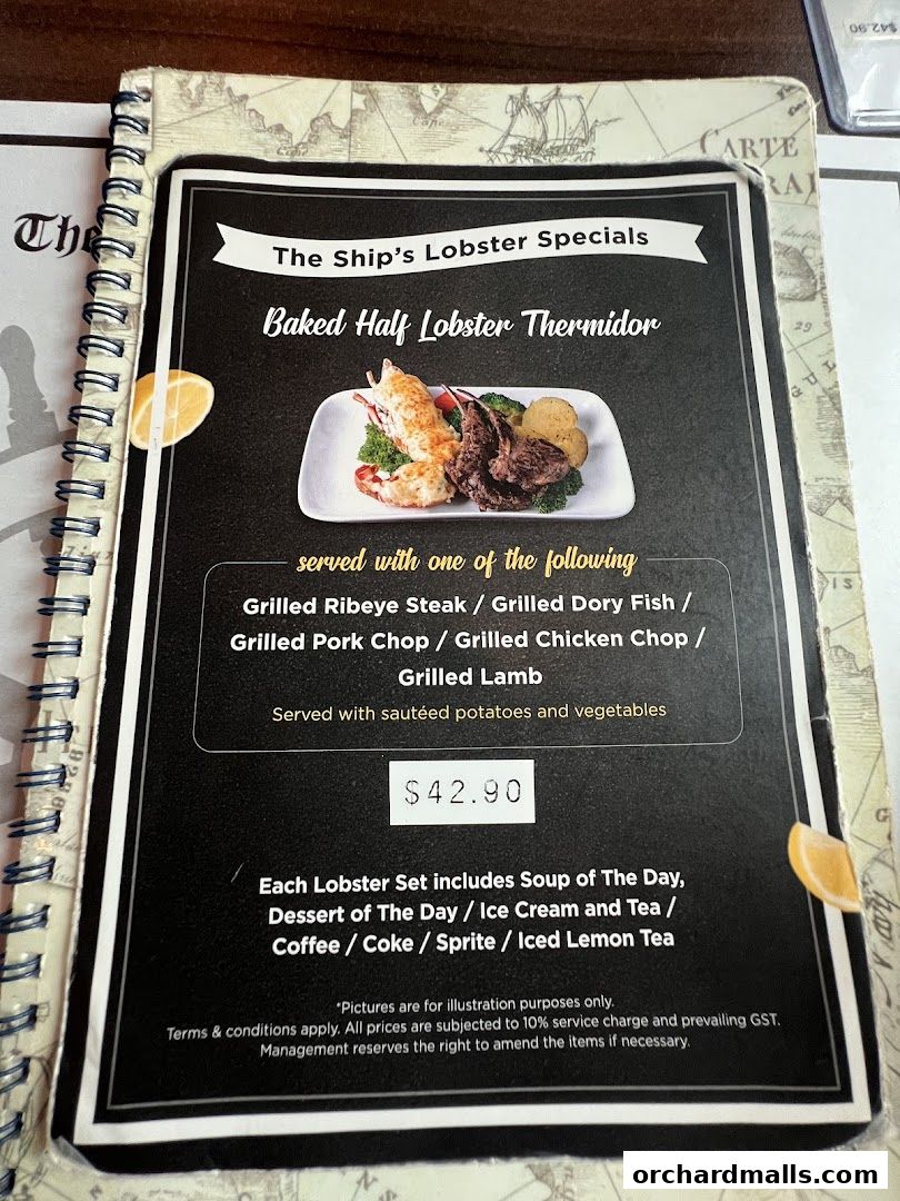 Menu page for The Ship Restaurant  Shaw Centre