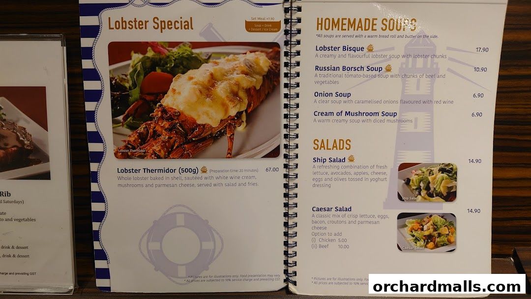 Menu page for The Ship Restaurant  Shaw Centre