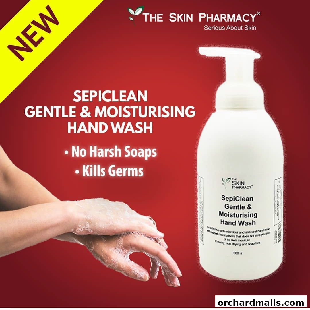 Advertisement for SepiClean Gentle & Moisturising Hand Wash from The Skin Pharmacy.