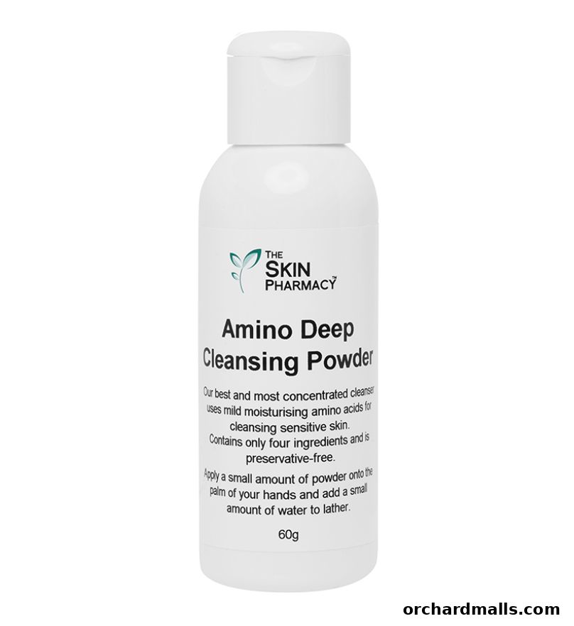 A bottle of The Skin Pharmacy Amino Deep Cleansing Powder.