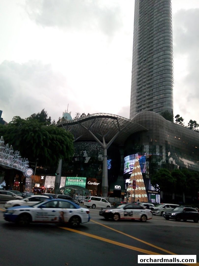 A street view of Tiffany & Co. and other luxury stores in a modern shopping district.