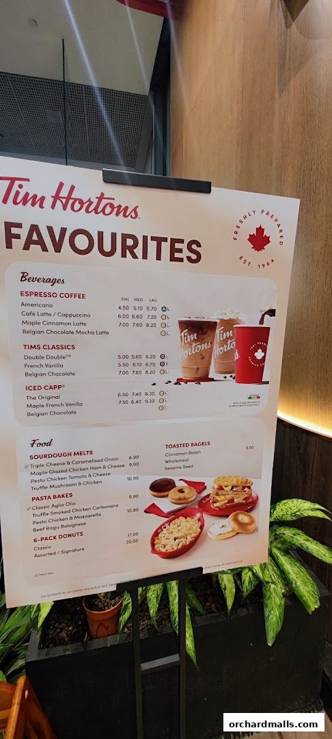 Menu page for Tim Hortons 313somerset