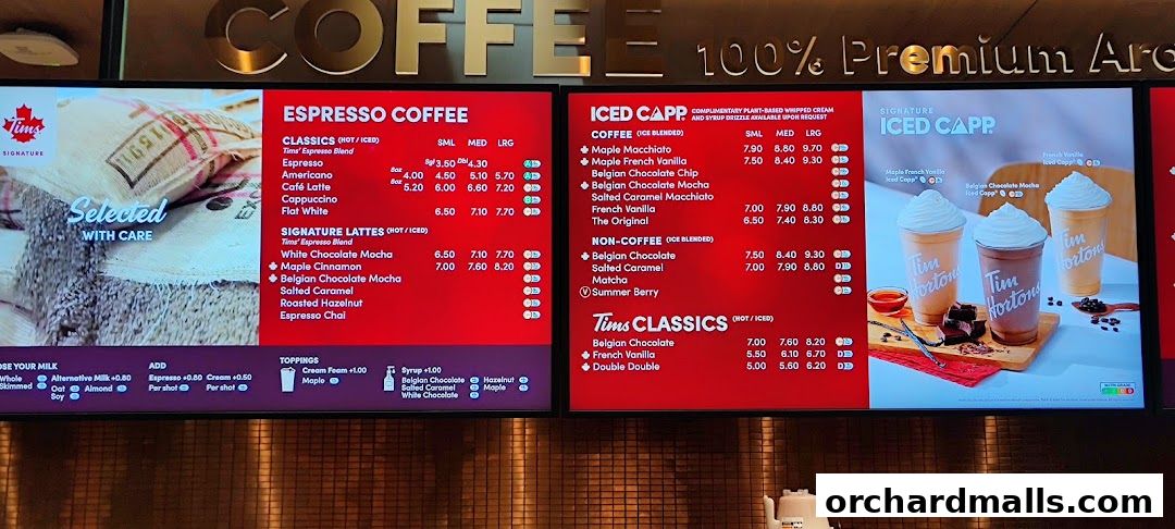 Menu page for Tim Hortons 313somerset