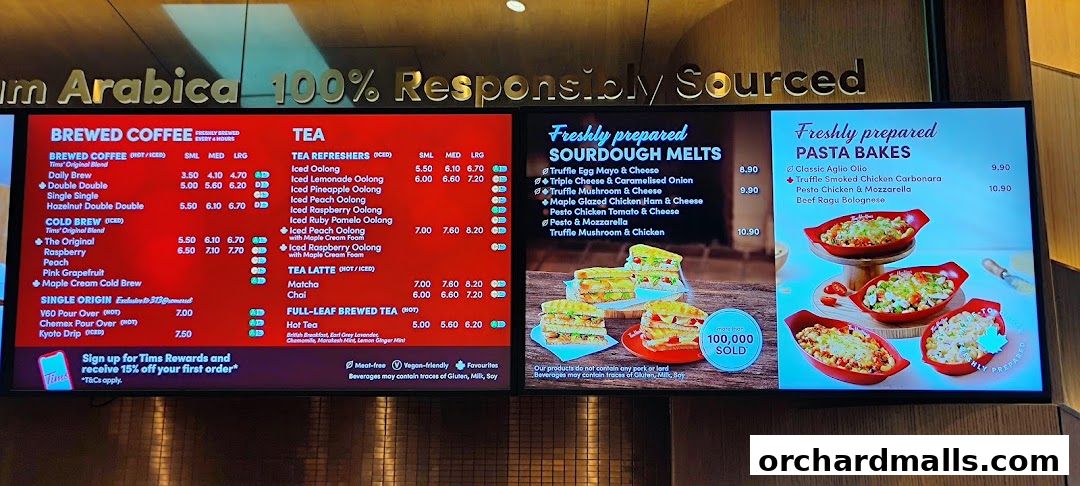 Menu page for Tim Hortons 313somerset