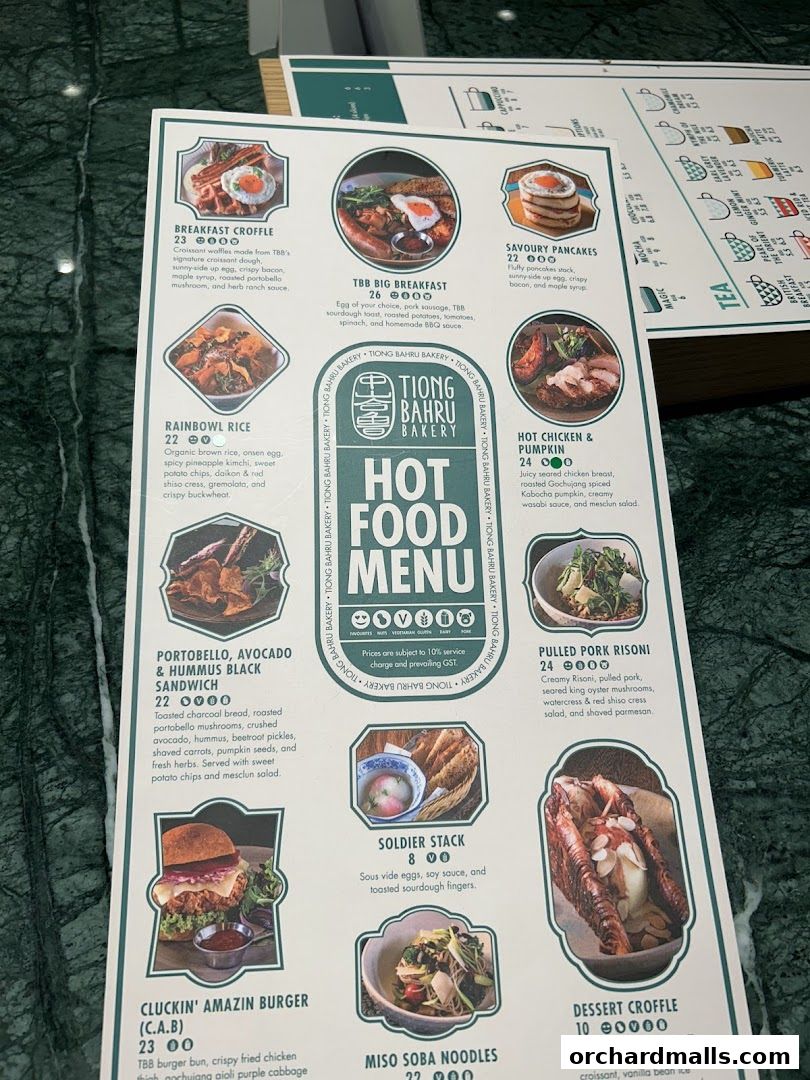 Menu page for Tiong Bahru Bakery