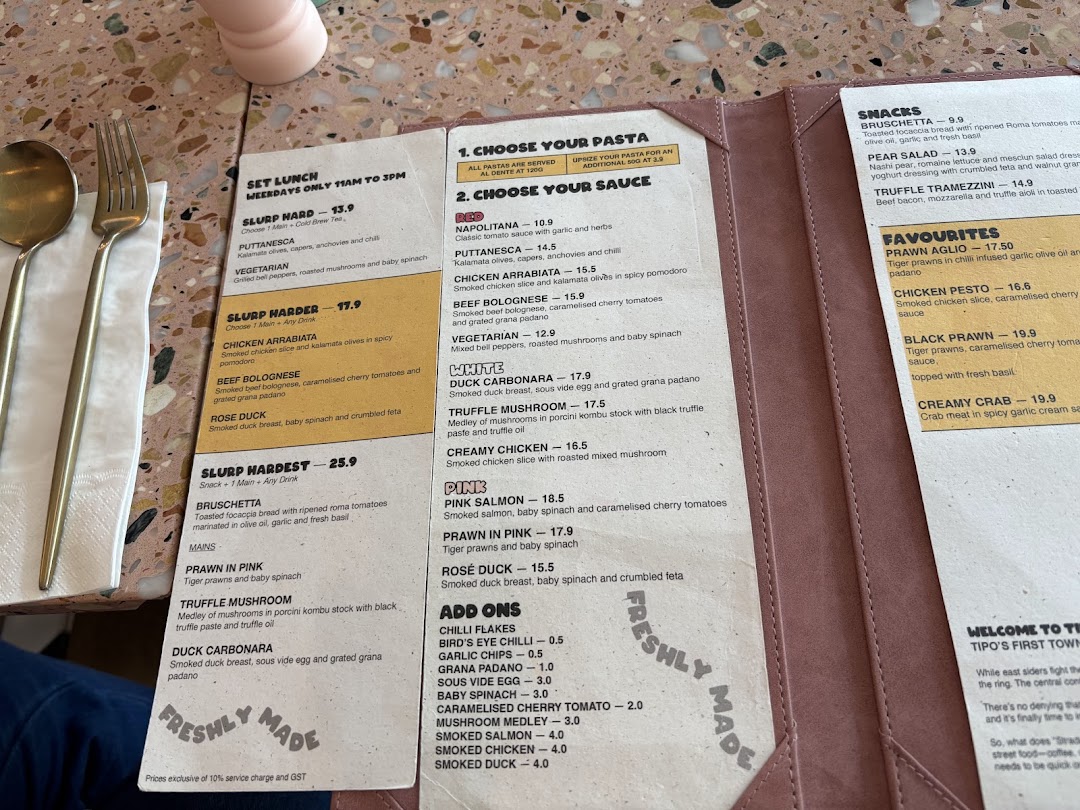 Menu page for Tipo Strada Wheelock