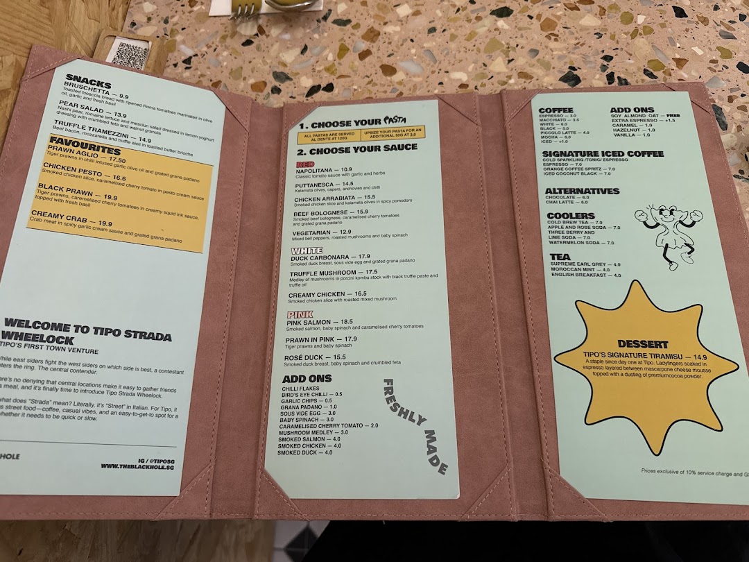 Menu page for Tipo Strada Wheelock