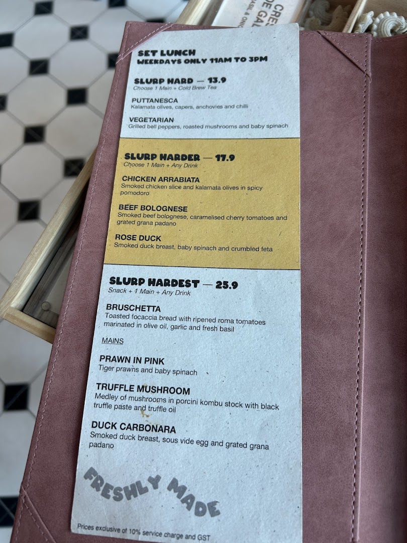 Menu page for Tipo Strada Wheelock