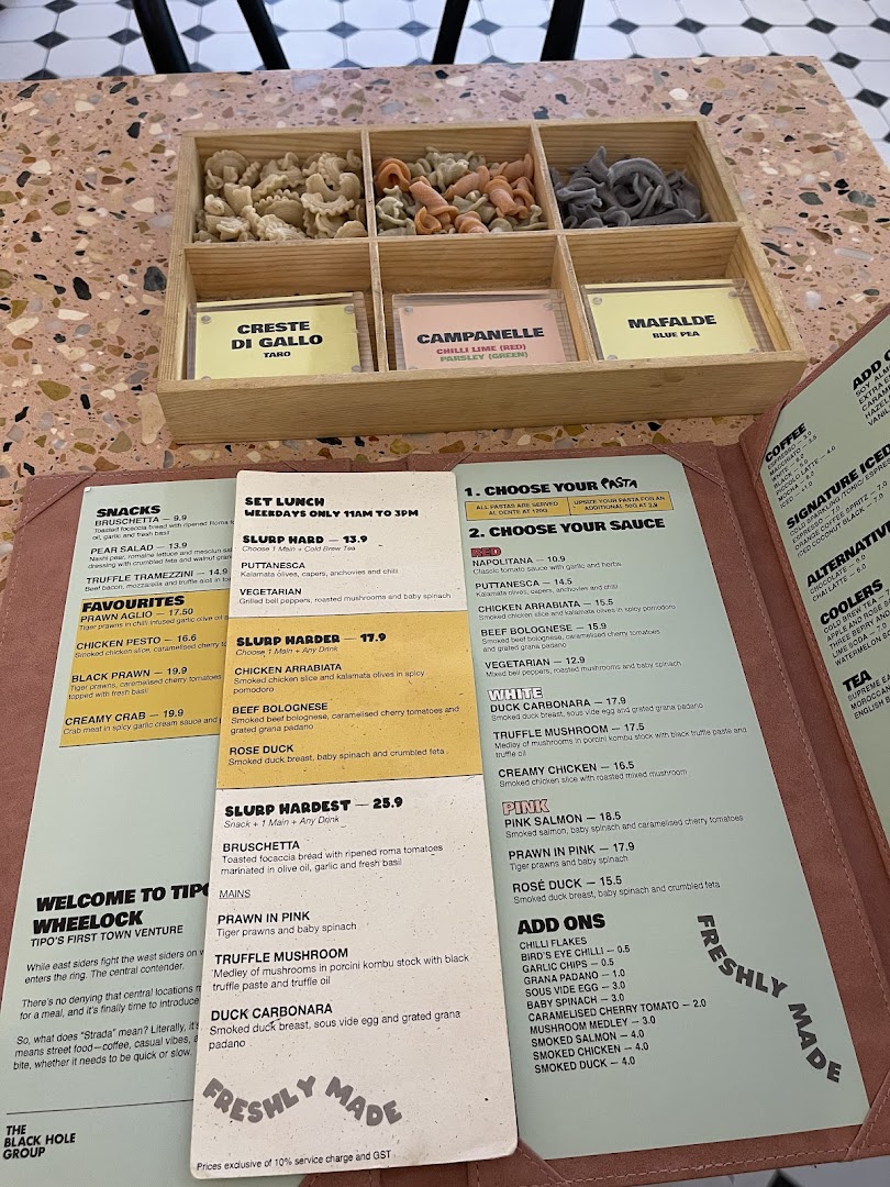 Menu page for Tipo Strada Wheelock