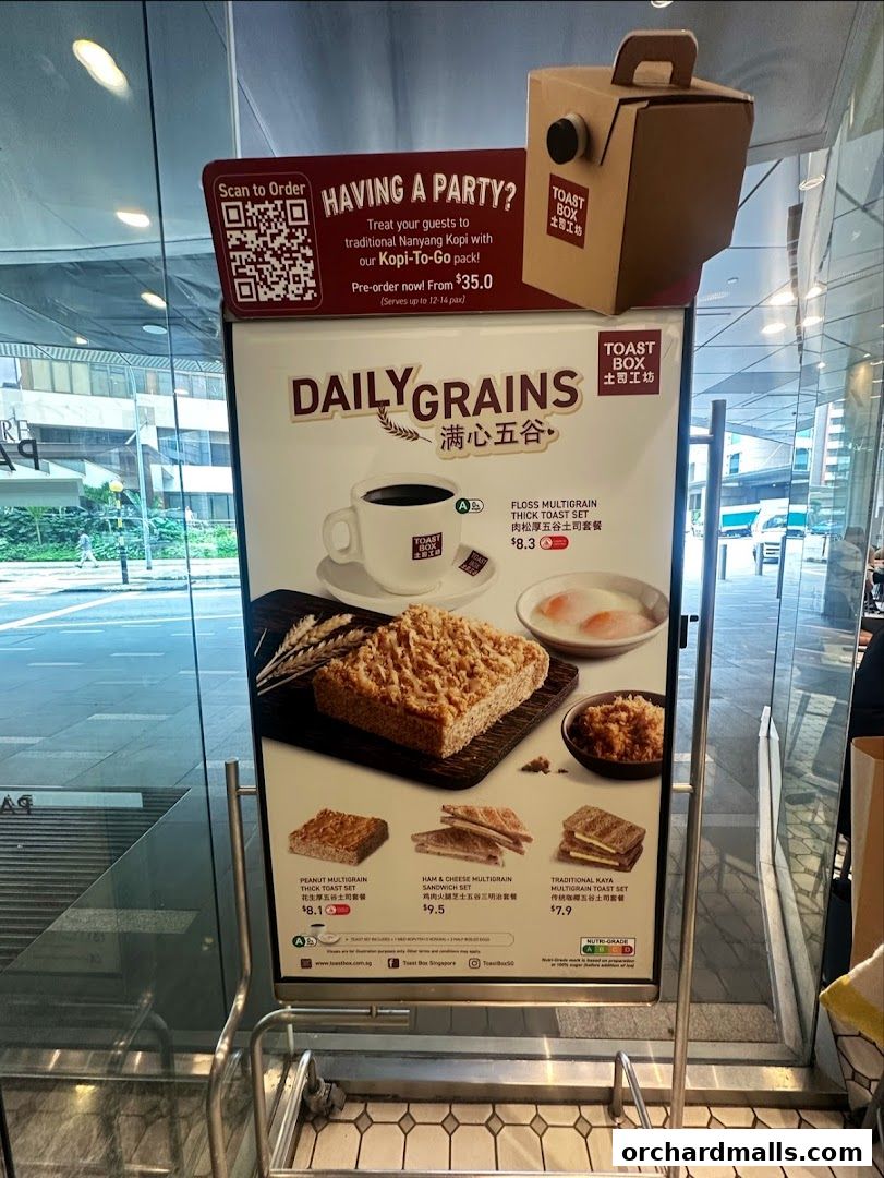 Menu page for Toast Box Paragon Shopping Centre