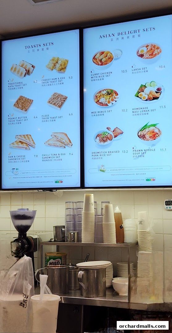 Menu page for Toast Box Paragon Shopping Centre