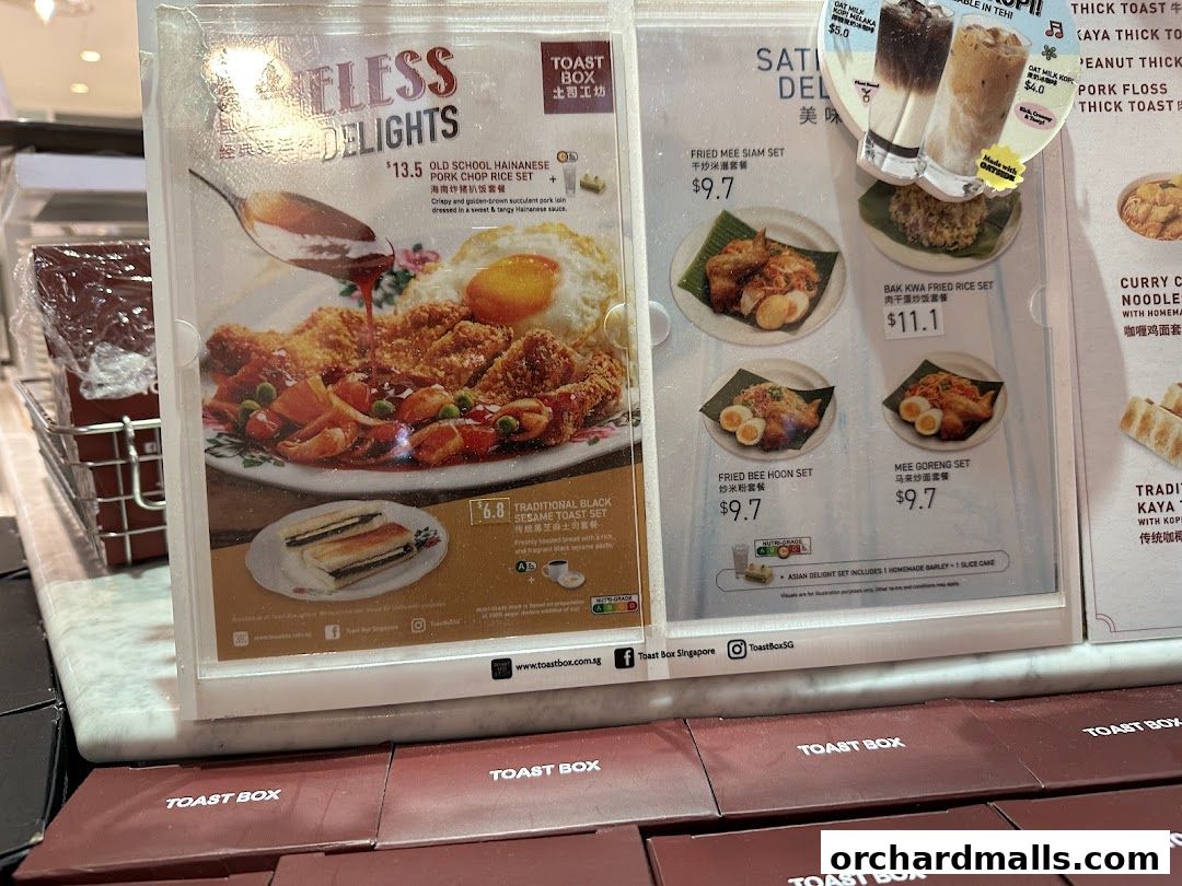 Menu page for Toast Box SHAW House