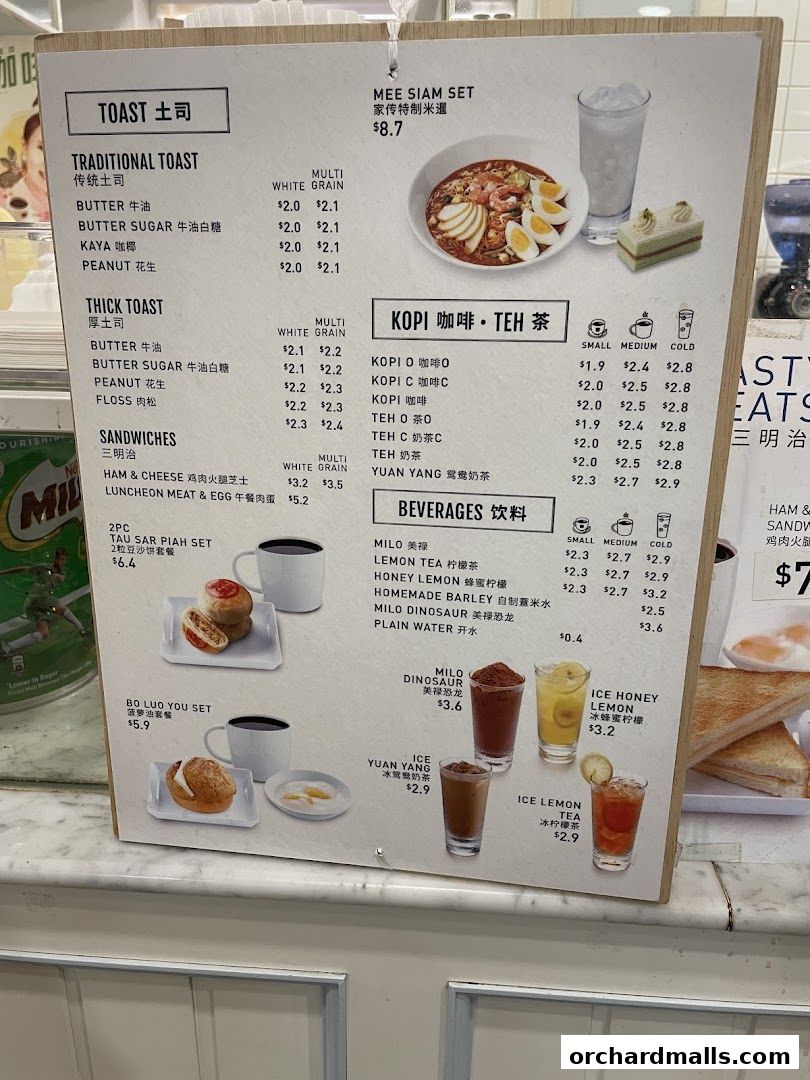 Menu page for Toast Box The Centrepoint