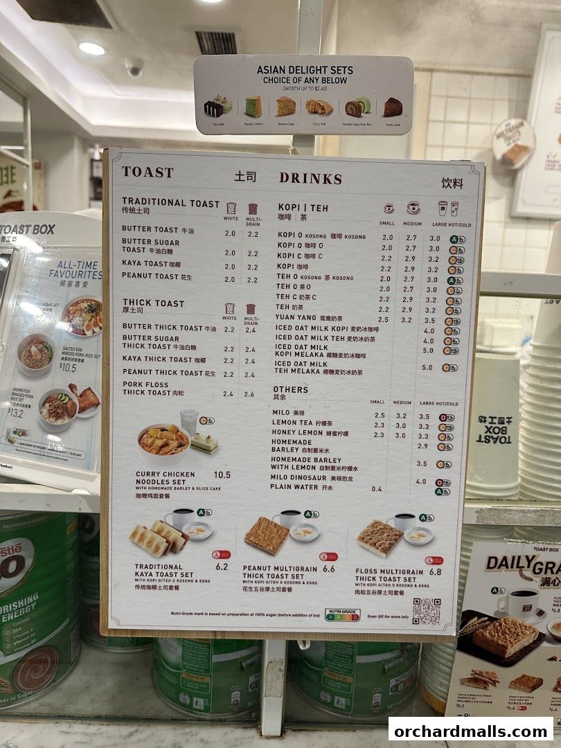 Menu page for Toast Box The Centrepoint