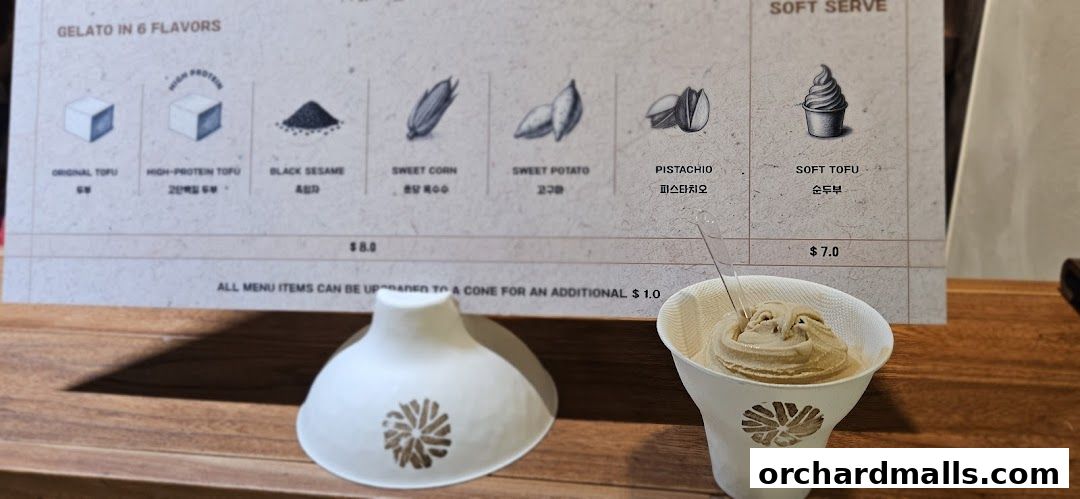 Menu page for Tofu G Gelato  Korean Premium Ice Cream Mandarin Gallery, Orchard Pop-Up