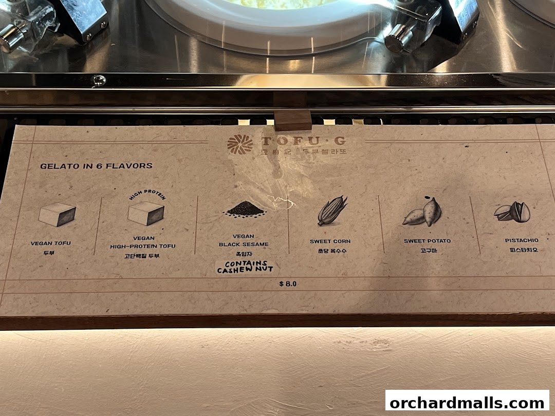 Tofu G Gelato  Korean Premium Ice Cream Mandarin Gallery, Orchard Pop-Up