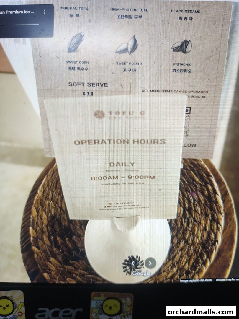 Tofu G Gelato  Korean Premium Ice Cream Mandarin Gallery, Orchard Pop-Up