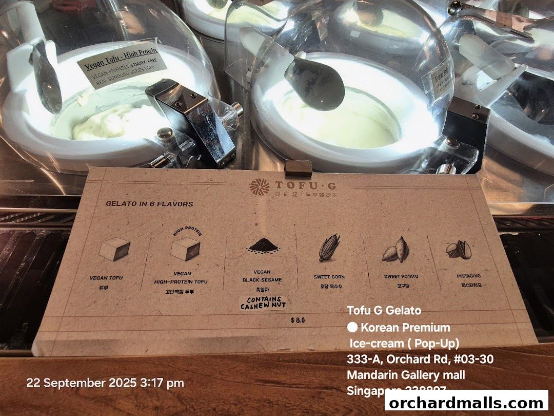 Tofu G Gelato  Korean Premium Ice Cream Mandarin Gallery, Orchard Pop-Up