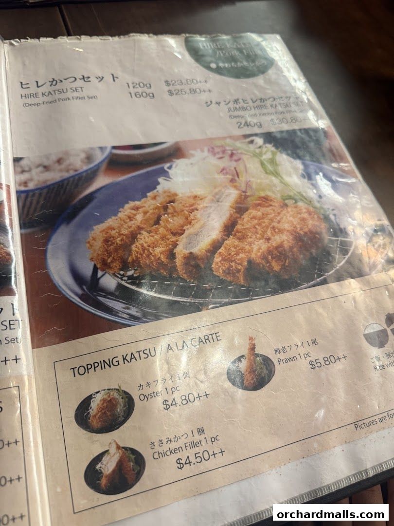 Menu page for Tonkatsu by Ma Maison  Mandarin Gallery