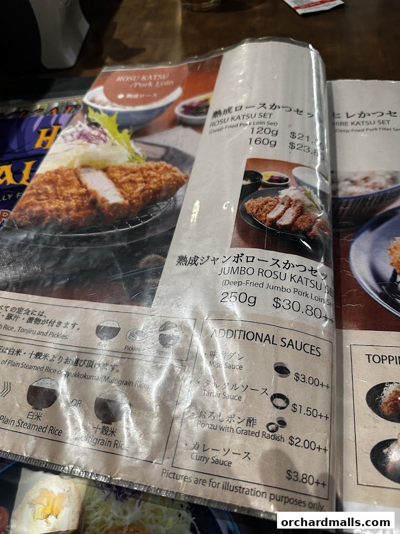 Menu page for Tonkatsu by Ma Maison  Mandarin Gallery