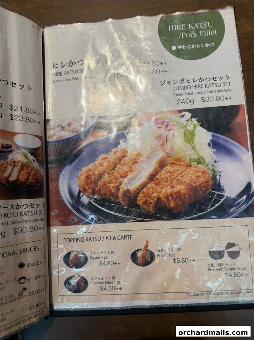 Menu page for Tonkatsu by Ma Maison  Mandarin Gallery
