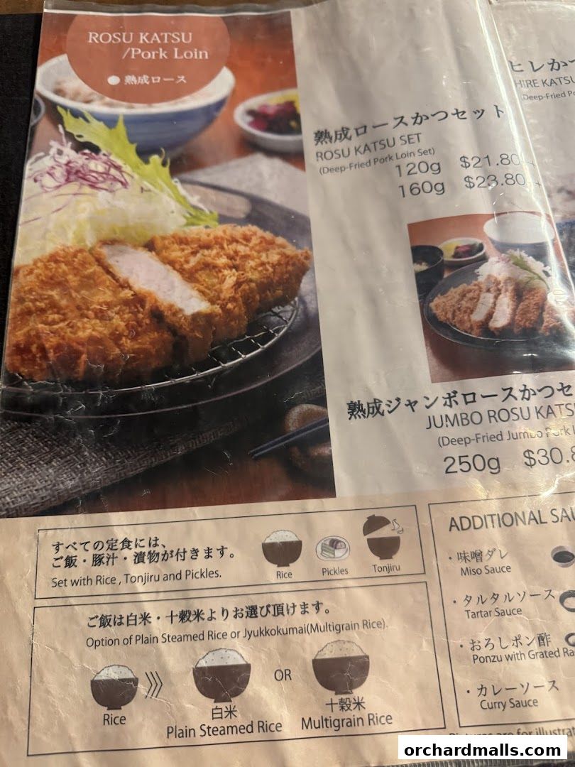 Menu page for Tonkatsu by Ma Maison  Mandarin Gallery
