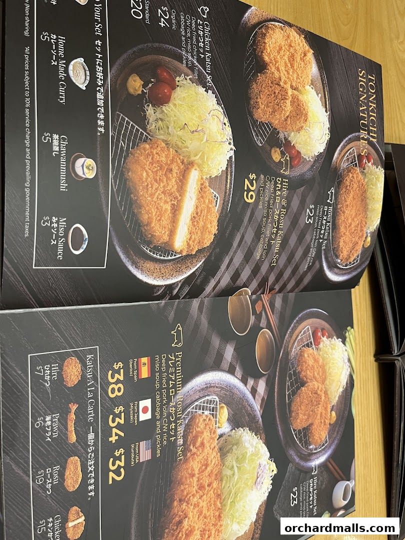 A menu from Tonkichi featuring various katsu sets and a la carte options.