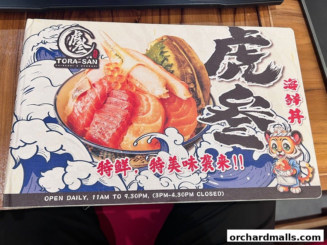 Menu page for Tora-San  CentrePoint Orchard