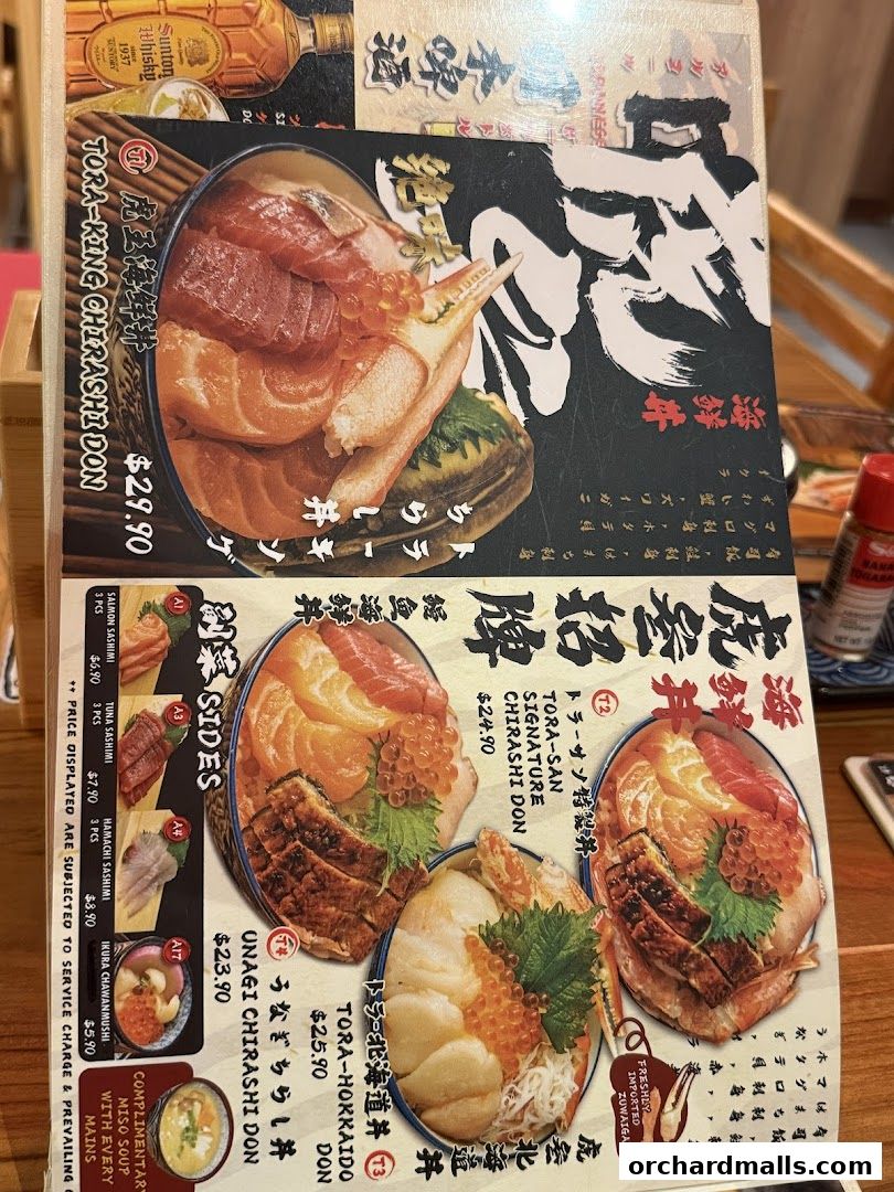 Menu page for Tora-San  CentrePoint Orchard