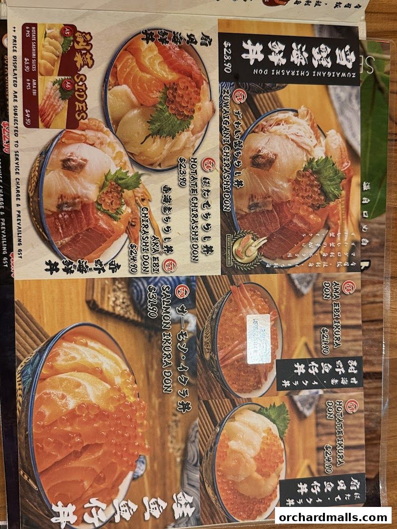 Menu page for Tora-San  CentrePoint Orchard