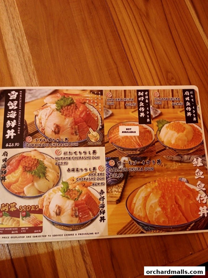 Menu page for Tora-San  CentrePoint Orchard