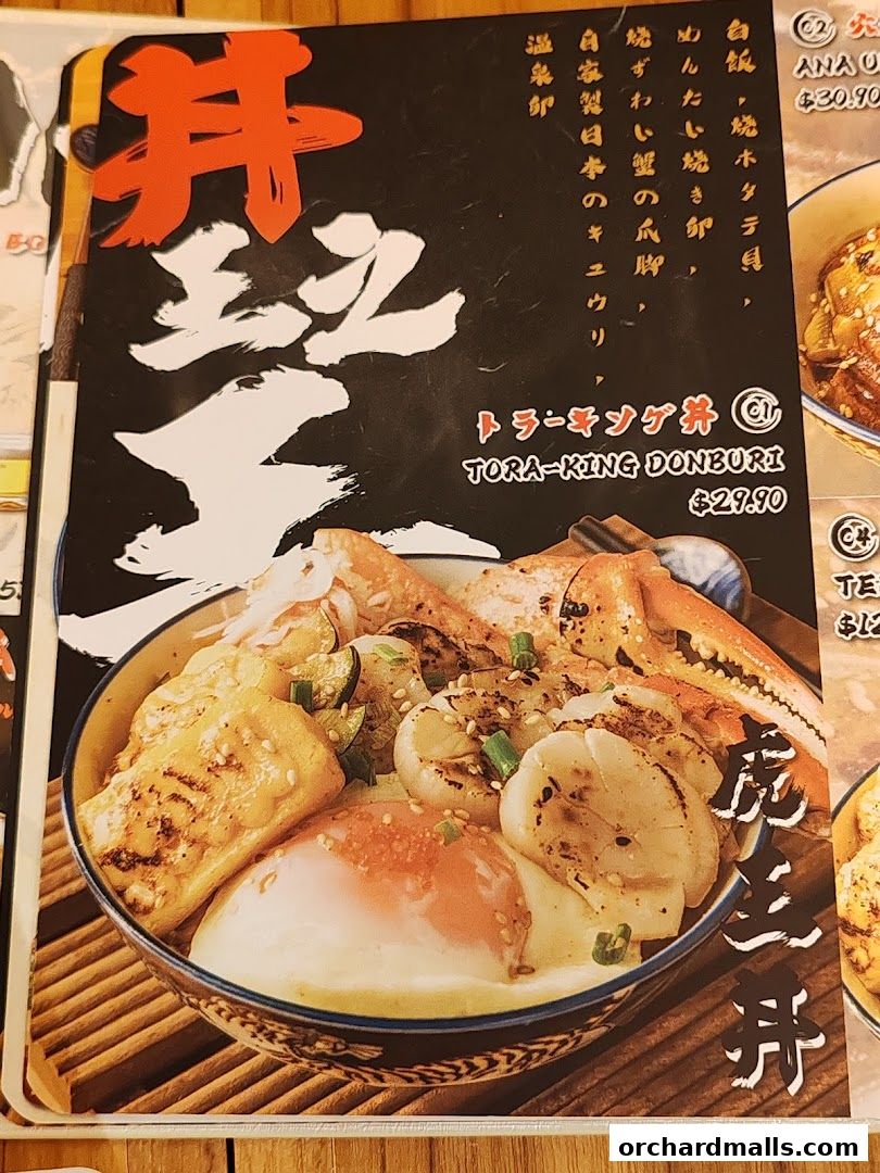 Menu page for Tora-San  CentrePoint Orchard