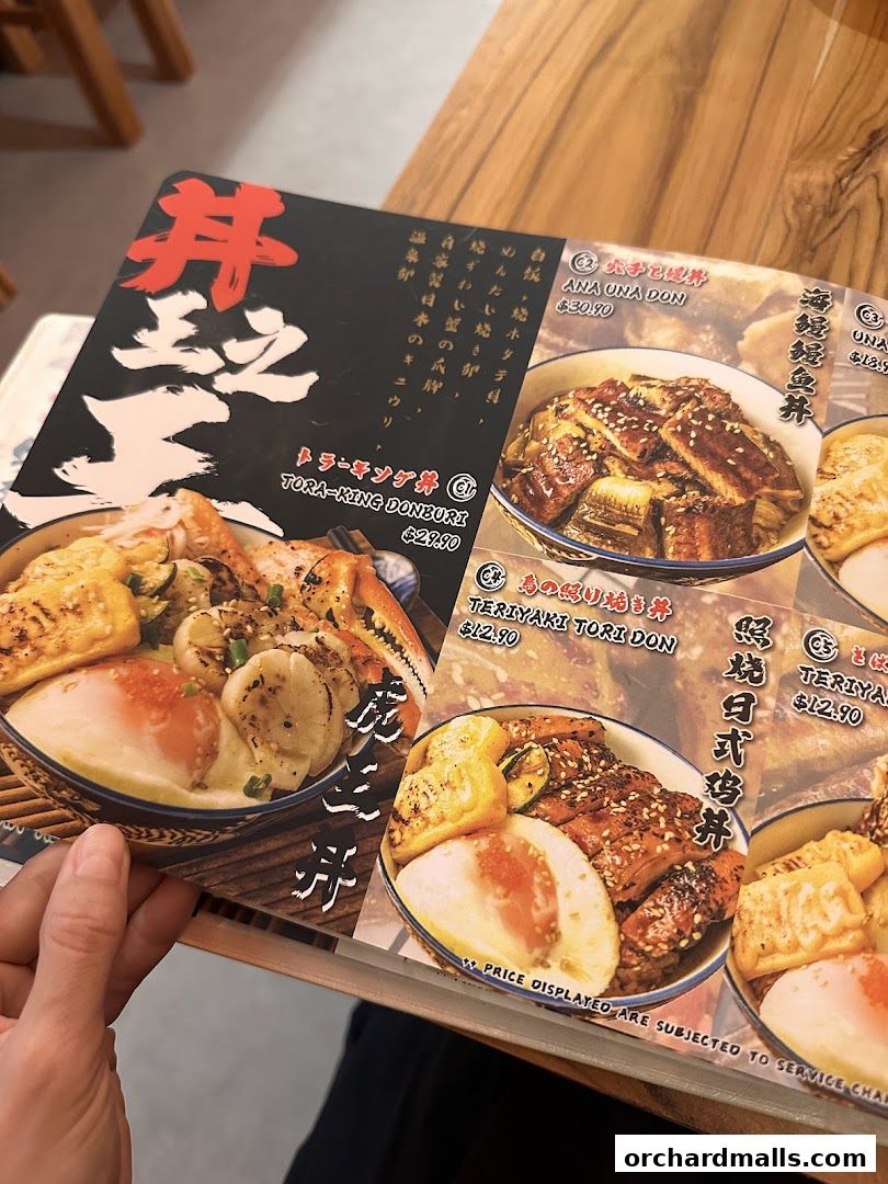 Menu page for Tora-San  CentrePoint Orchard