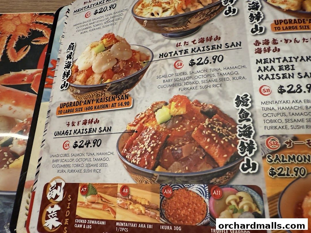 Menu page for Tora-San  CentrePoint Orchard
