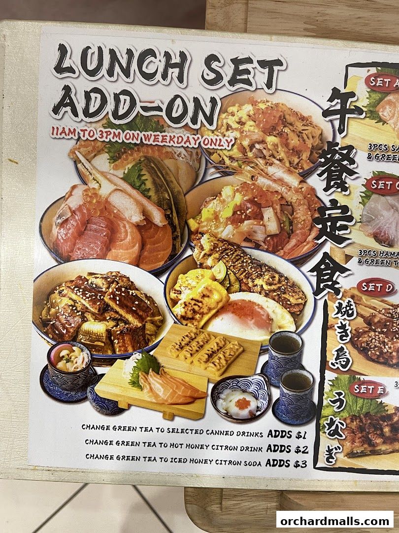 Menu page for Tora-San  CentrePoint Orchard