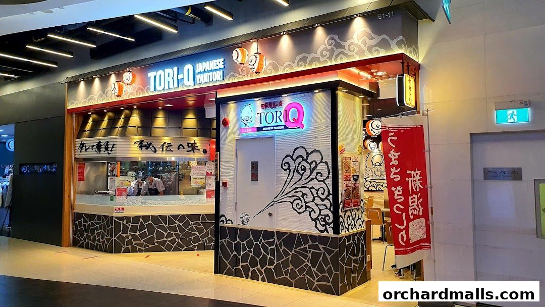 The exterior of TORI-Q, a Japanese Yakitori restaurant, with its signage and entrance.