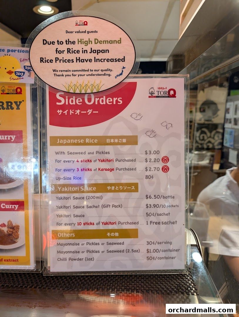 Menu page for TORI-Q Japanese Skewers