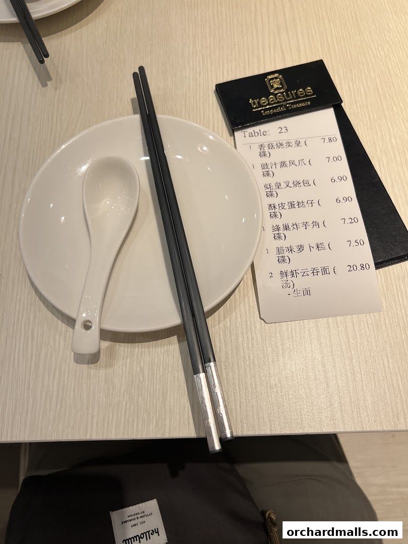 Menu page for Treasures Yi Dian Xin