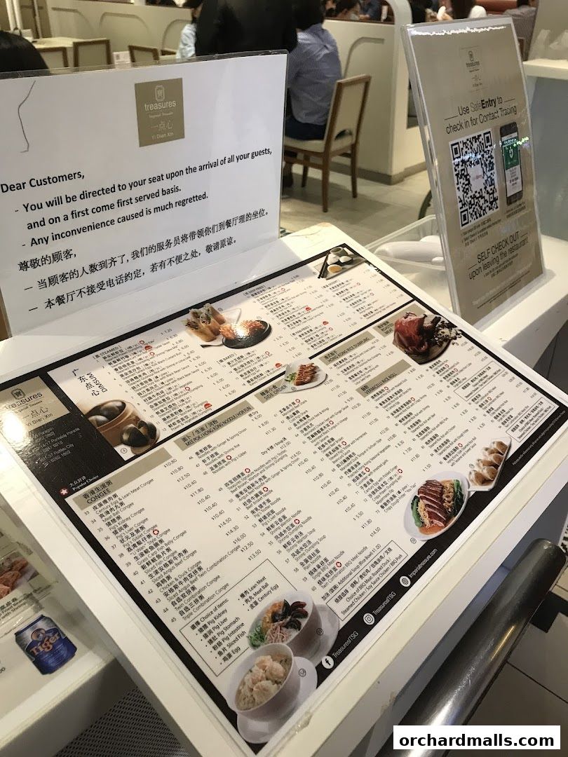 Menu page for Treasures Yi Dian Xin