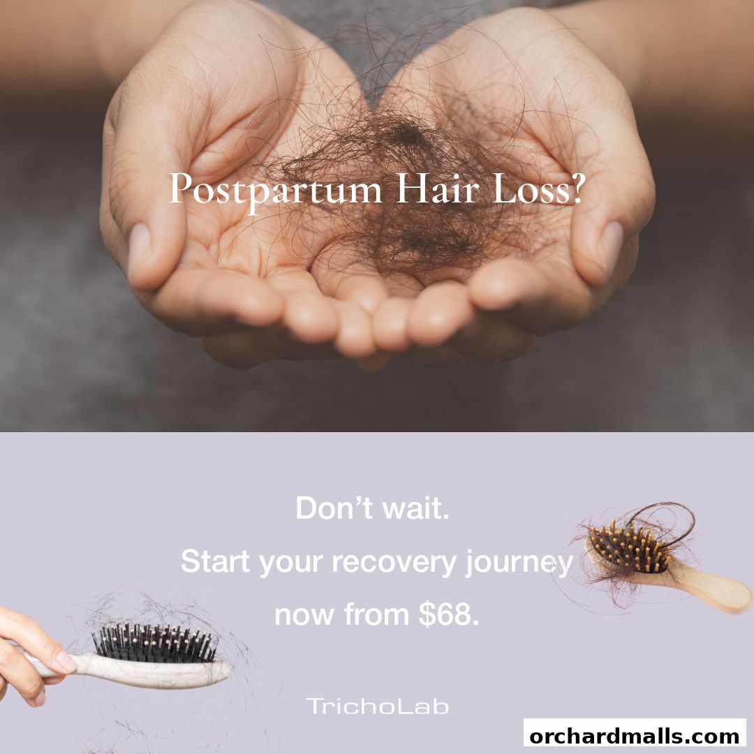 Hands holding hair loss, with text about recovery starting from $68.