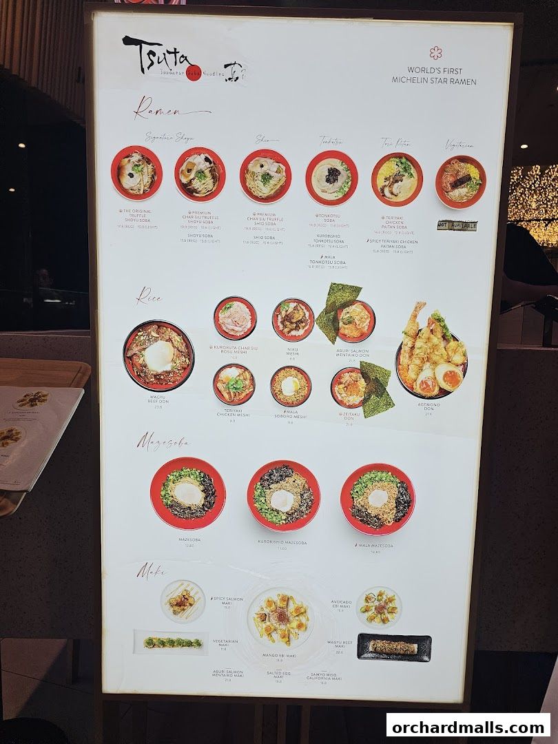 Menu page for Tsuta Japanese Soba Noodles - 313somerset