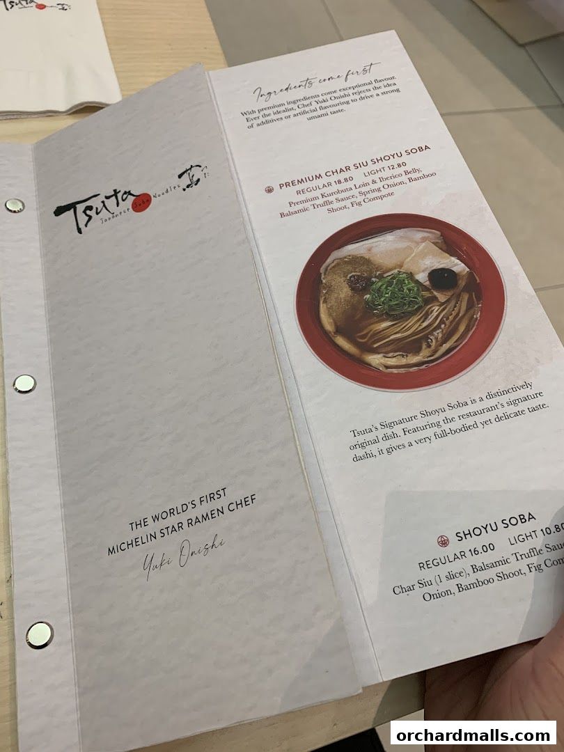 Menu page for Tsuta Japanese Soba Noodles - 313somerset