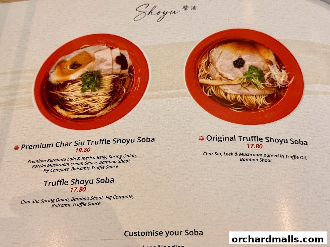 Menu page for Tsuta Japanese Soba Noodles - 313somerset