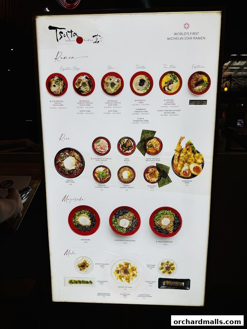 Menu page for Tsuta Japanese Soba Noodles - 313somerset