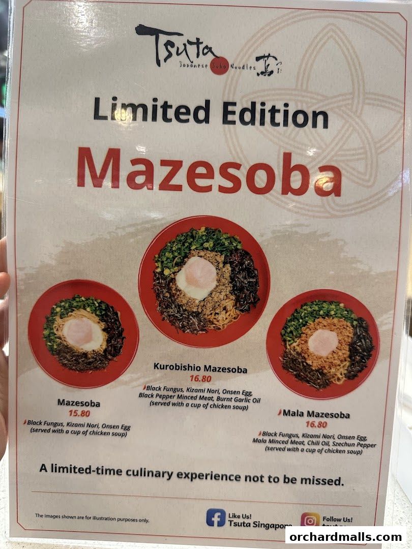 Menu page for Tsuta Japanese Soba Noodles - 313somerset