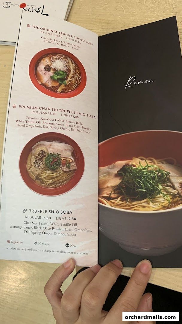 Menu page for Tsuta Japanese Soba Noodles - 313somerset