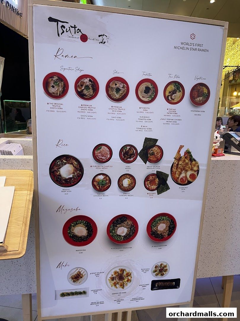 Menu page for Tsuta Japanese Soba Noodles - 313somerset